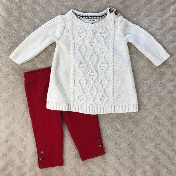 Carter's Other - Carter’s Sweater & Leggings Outfit Set Holiday Red